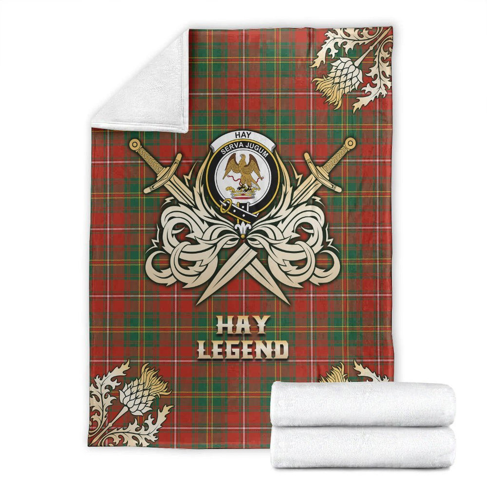 Clan Hay Ancient Tartan Gold Courage Symbol Blanket VI98 Clan Hay Tartan Today   