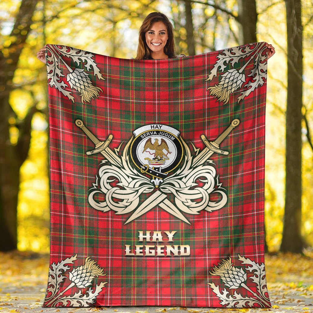 Clan Hay Modern Tartan Gold Courage Symbol Blanket YM99 Clan Hay Tartan Today   