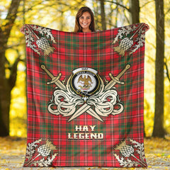Clan Hay Modern Tartan Gold Courage Symbol Blanket YM99 Clan Hay Tartan Today   