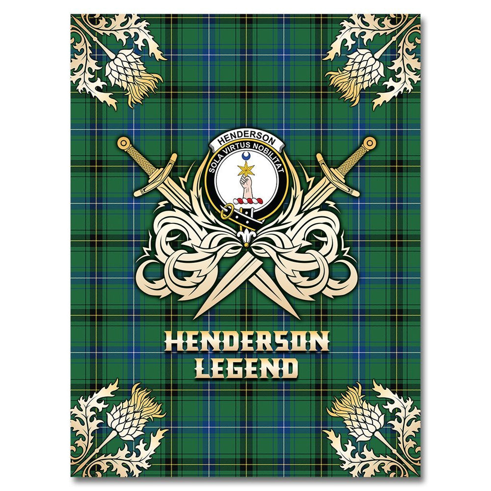Clan Henderson Ancient Tartan Gold Courage Symbol Blanket JX69 Clan Henderson Tartan Today   