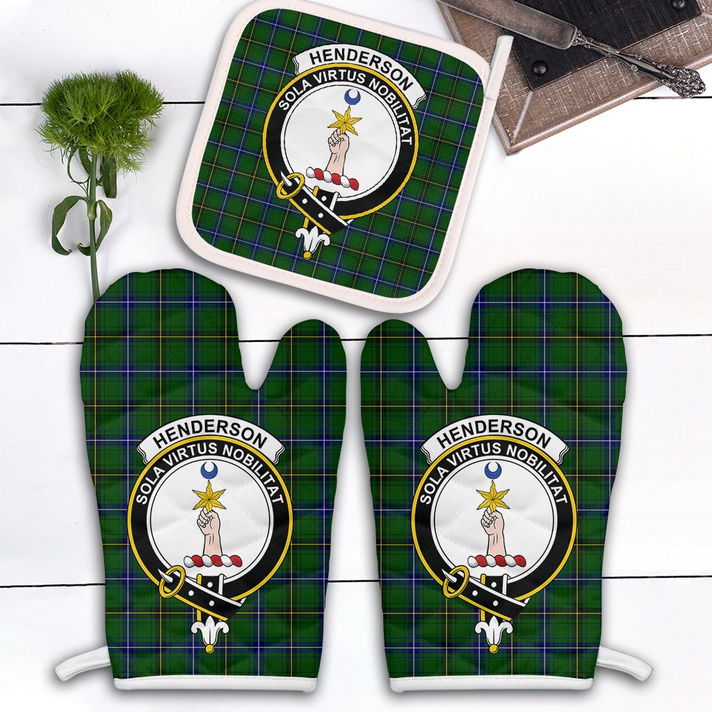 Clan Henderson Modern Tartan Crest Oven Mitt And Pot Holder (2 Oven Mitts + 1 Pot Holder) RF77 Clan Henderson Tartan Today   
