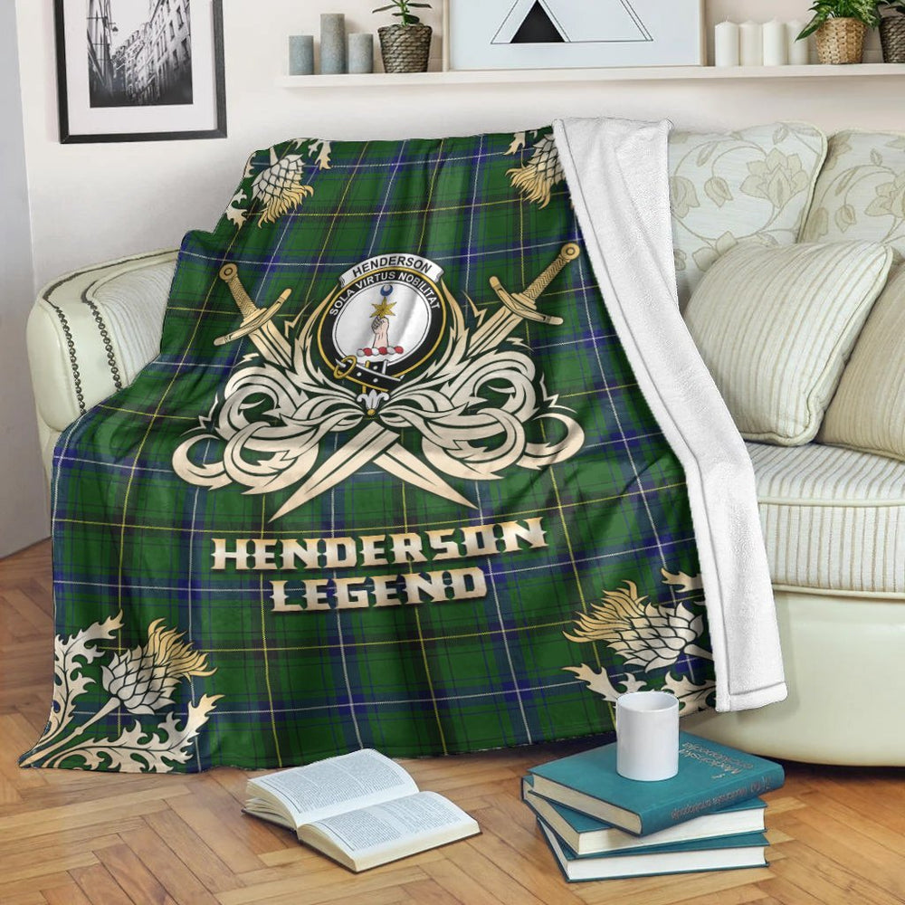 Clan Henderson Modern Tartan Gold Courage Symbol Blanket YN83 Clan Henderson Tartan Today   