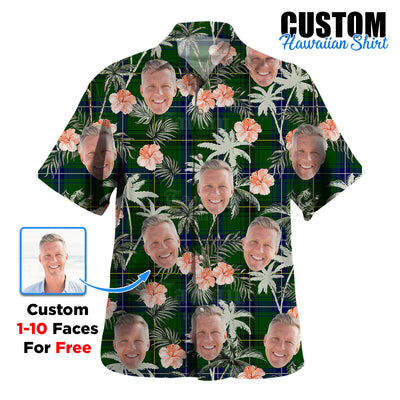 Clan Henderson Modern Tartan Custom Face Hawaiian Shirt – Unisex Gift for Family Members, Summer Party