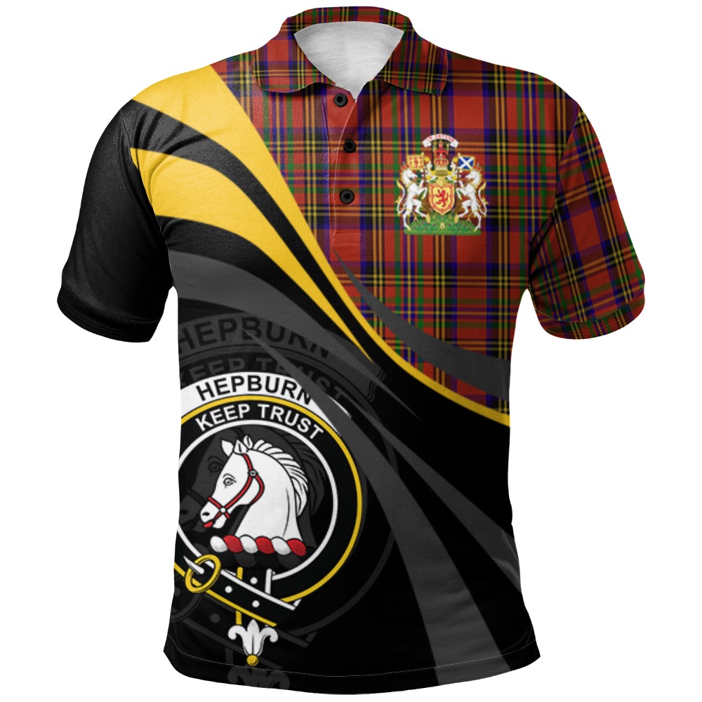 Clan Hepburn Tartan Polo Shirt - Royal Coat Of Arms Style NI42 Hepburn Tartan Tartan Polo   