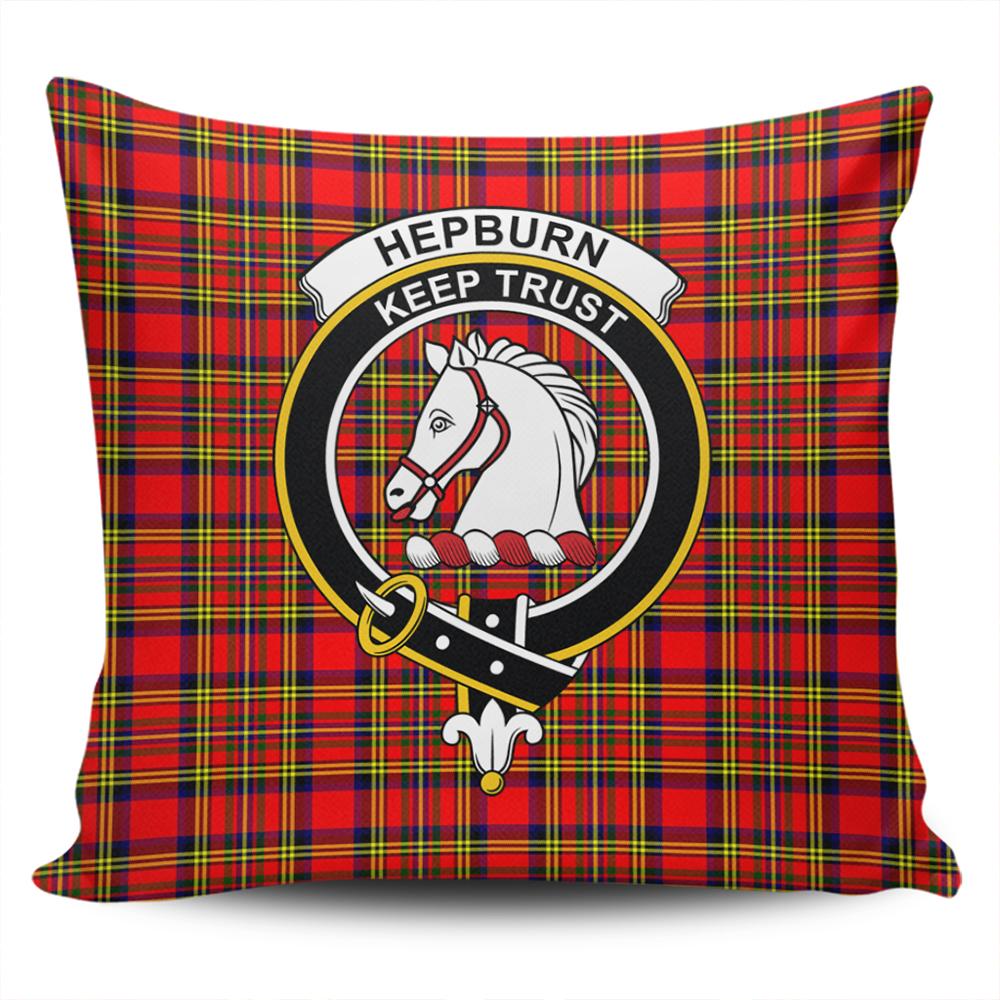 Clan Hepburn Tartan Crest Pillow Cover AI53 Clan Hepburn Tartan Today   