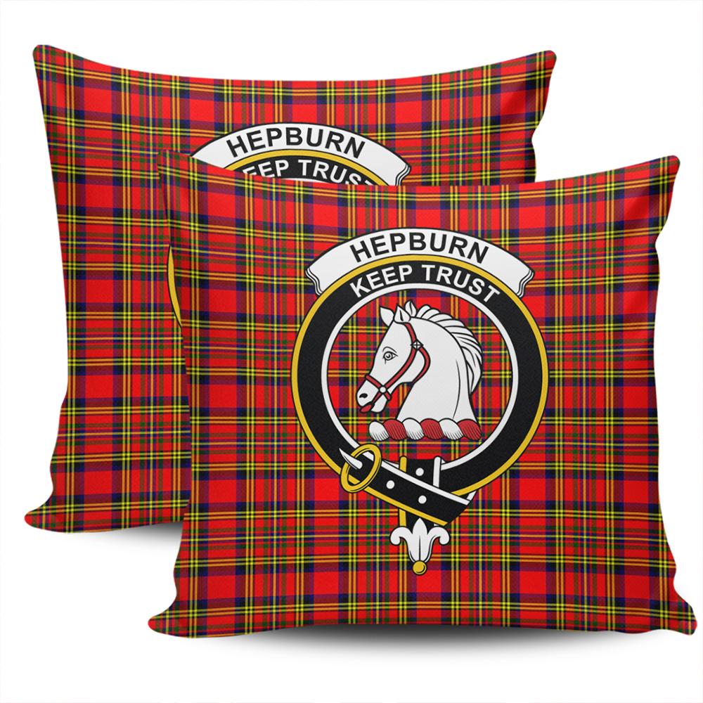 Clan Hepburn Tartan Crest Pillow Cover AI53 Clan Hepburn Tartan Today   