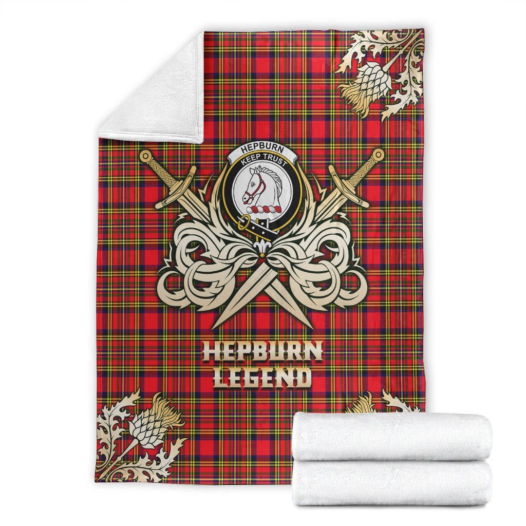 Clan Hepburn Tartan Gold Courage Symbol Blanket JH26 Clan Hepburn Tartan Today   