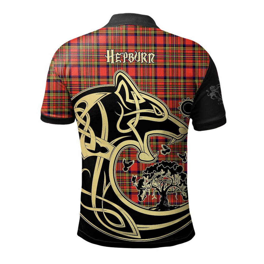 Clan Hepburn Tartan Polo Shirt Viking Wolf GY79 Hepburn Tartan Tartan Polo   