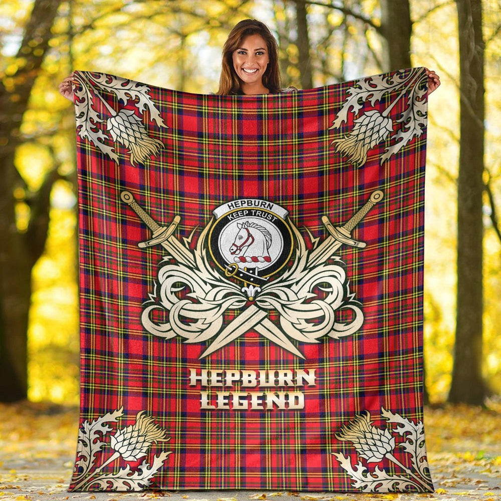 Clan Hepburn Tartan Gold Courage Symbol Blanket JH26 Clan Hepburn Tartan Today   