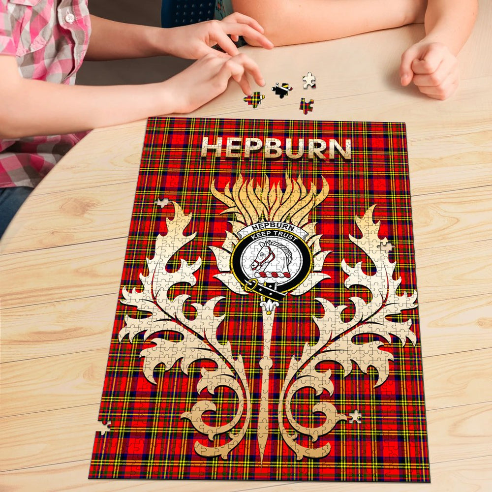 Clan Hepburn Tartan Crest Thistle Jigsaw Puzzles Gift For Family ON18 Clan Hepburn Tartan Today   