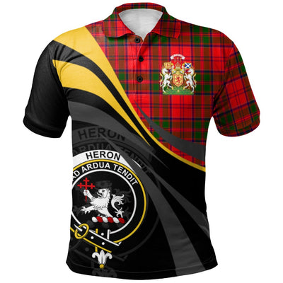 Clan Heron Tartan Polo Shirt - Royal Coat Of Arms Style