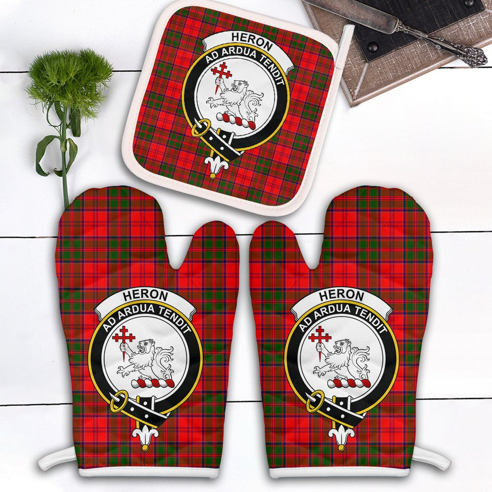 Clan Heron Tartan Crest Oven Mitt And Pot Holder (2 Oven Mitts + 1 Pot Holder) JP12 Clan Heron Tartan Today   