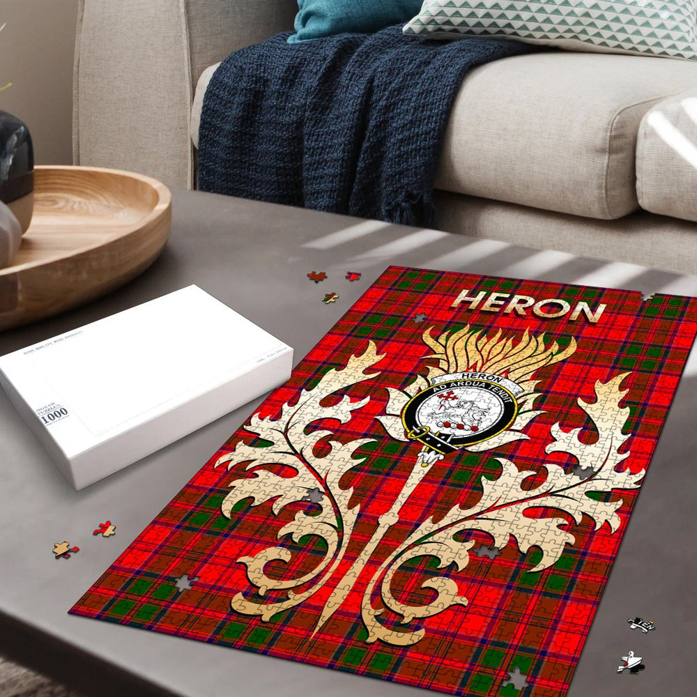 Clan Heron Tartan Crest Thistle Jigsaw Puzzles Gift For Family TT62 Clan Heron Tartan Today   