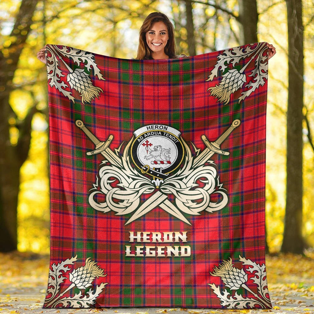 Clan Heron Tartan Gold Courage Symbol Blanket AM18 Clan Heron Tartan Today   