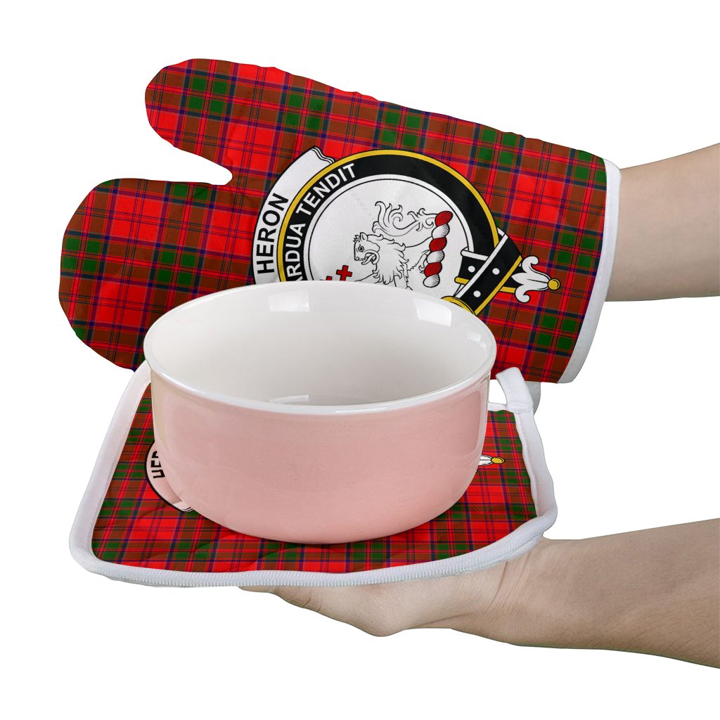 Clan Heron Tartan Crest Oven Mitt And Pot Holder (2 Oven Mitts + 1 Pot Holder) JP12 Clan Heron Tartan Today   