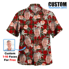 Clan Heron Tartan Custom Face Hawaiian Shirt – Unisex Gift for Family Members, Summer Party JW17 Heron Tartan Tartan Hawaii Shirt