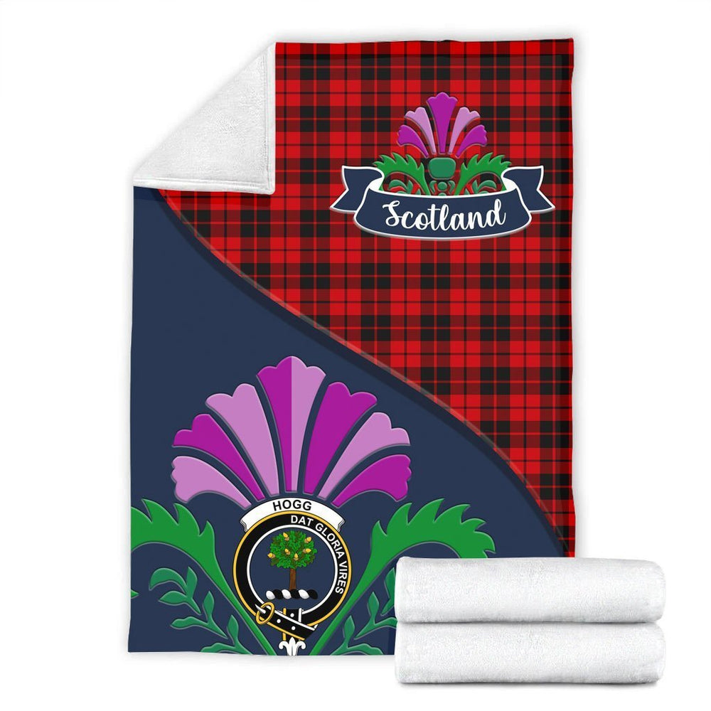 Clan Hogg (or Hog) Tartan Crest Premium Blanket Thistle Style LJ29 Clan Hogg Tartan Today   
