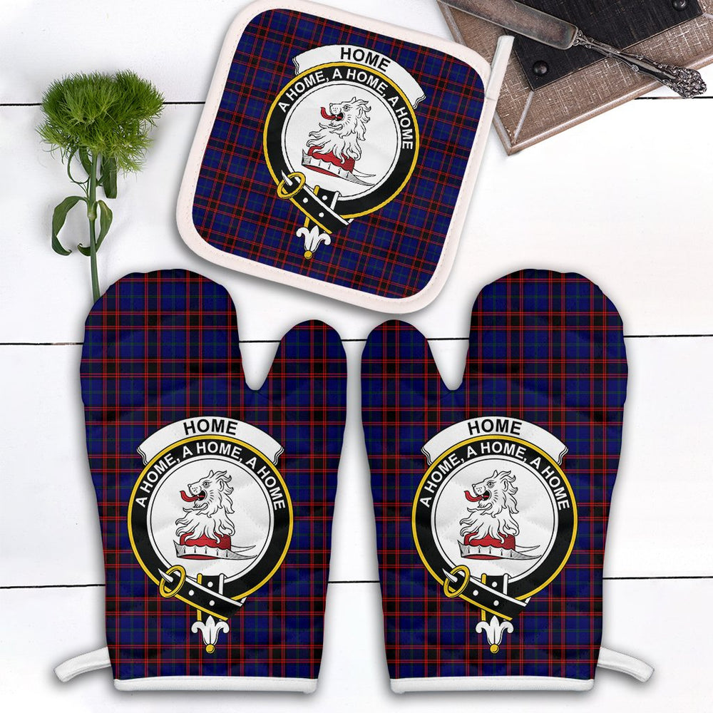 Clan Home Modern Tartan Crest Oven Mitt And Pot Holder (2 Oven Mitts + 1 Pot Holder) CI55 Clan Home/Hume Tartan Today   