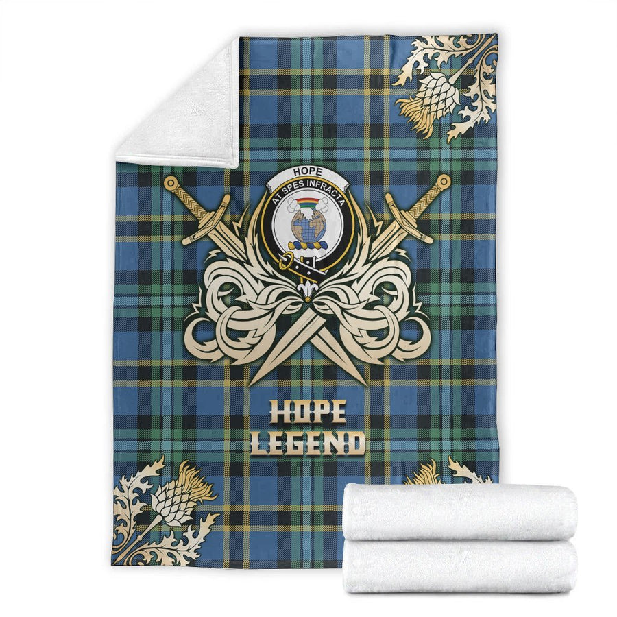 Clan Hope Tartan Gold Courage Symbol Blanket