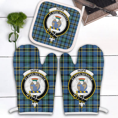 Clan Hope Tartan Crest Oven Mitt And Pot Holder (2 Oven Mitts + 1 Pot Holder)