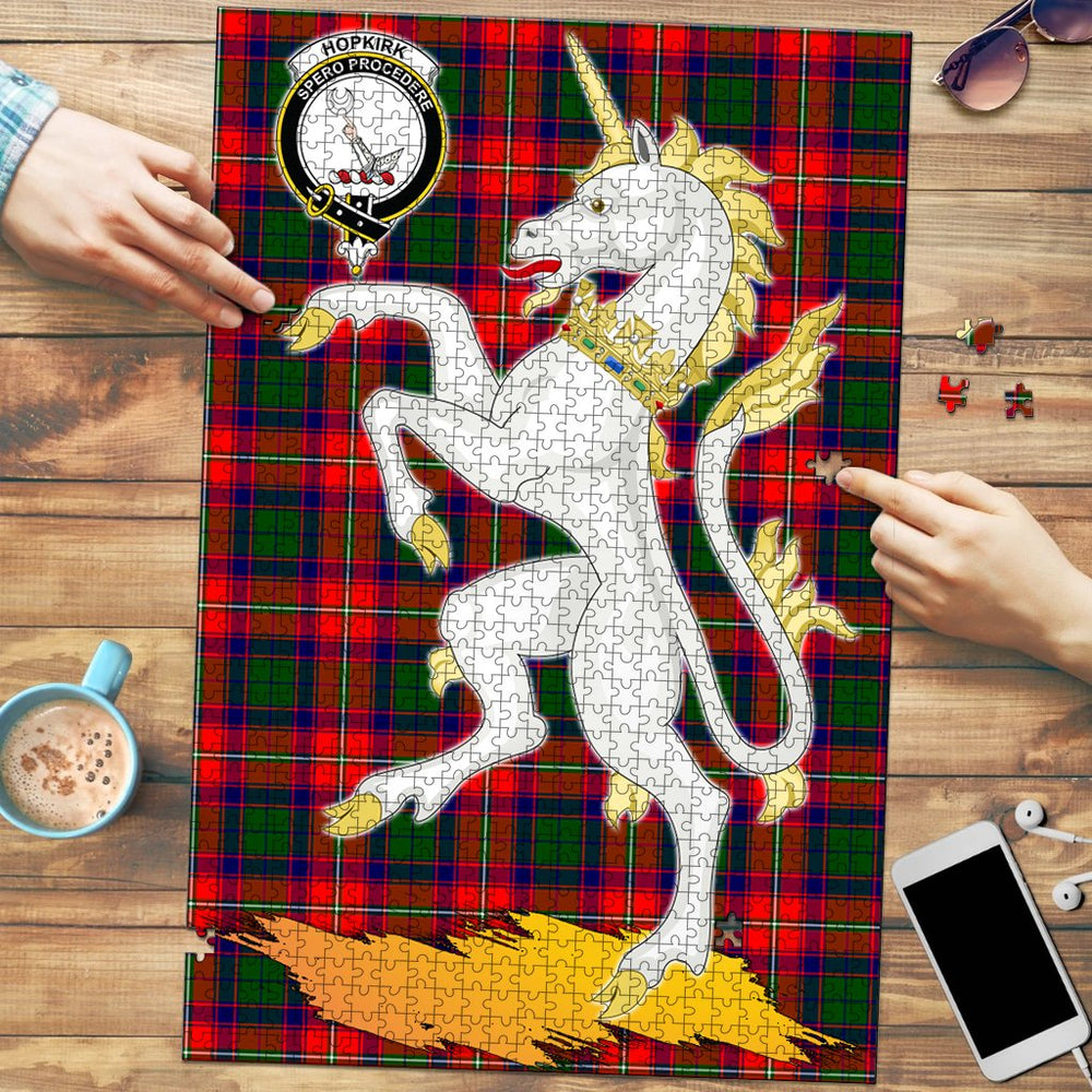 Clan Hopkirk Tartan Crest Unicorn Scotland Jigsaw Puzzles Gift For Family VT41 Clan Kirk Tartan Today   