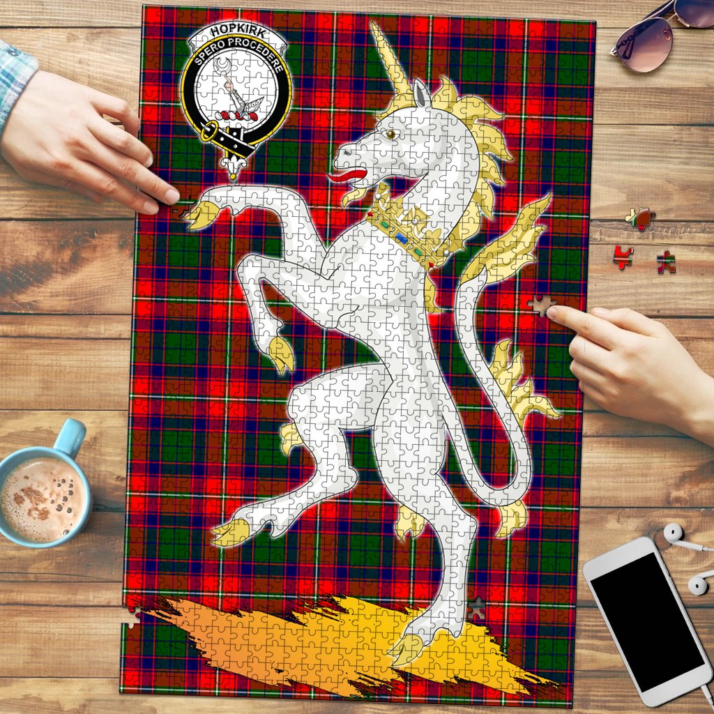 Clan Hopkirk Tartan Crest Unicorn Scotland Jigsaw Puzzles Gift For Family VT41 Clan Kirk Tartan Today   