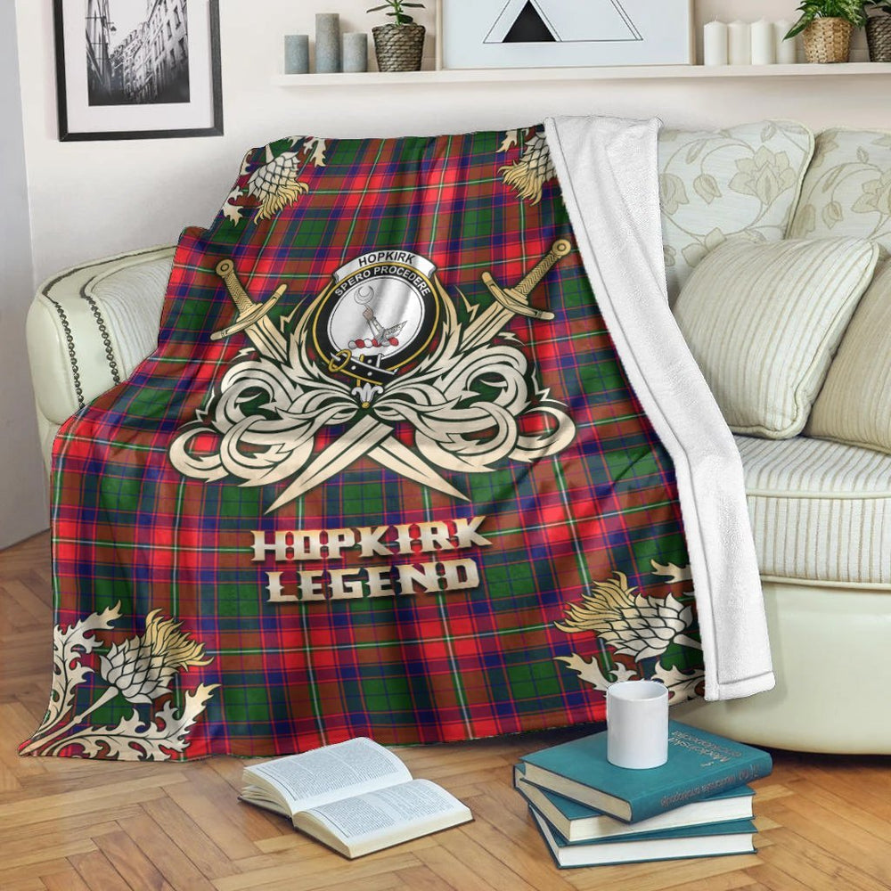 Clan Hopkirk Tartan Gold Courage Symbol Blanket TY36 Clan Kirk Tartan Today   