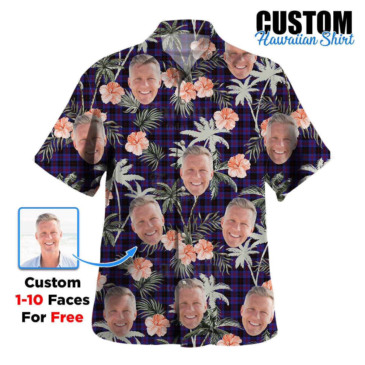 Clan Horsburgh Tartan Custom Face Hawaiian Shirt – Unisex Gift for Family Members, Summer Party WG96 Horsburgh Tartan Tartan Hawaii Shirt