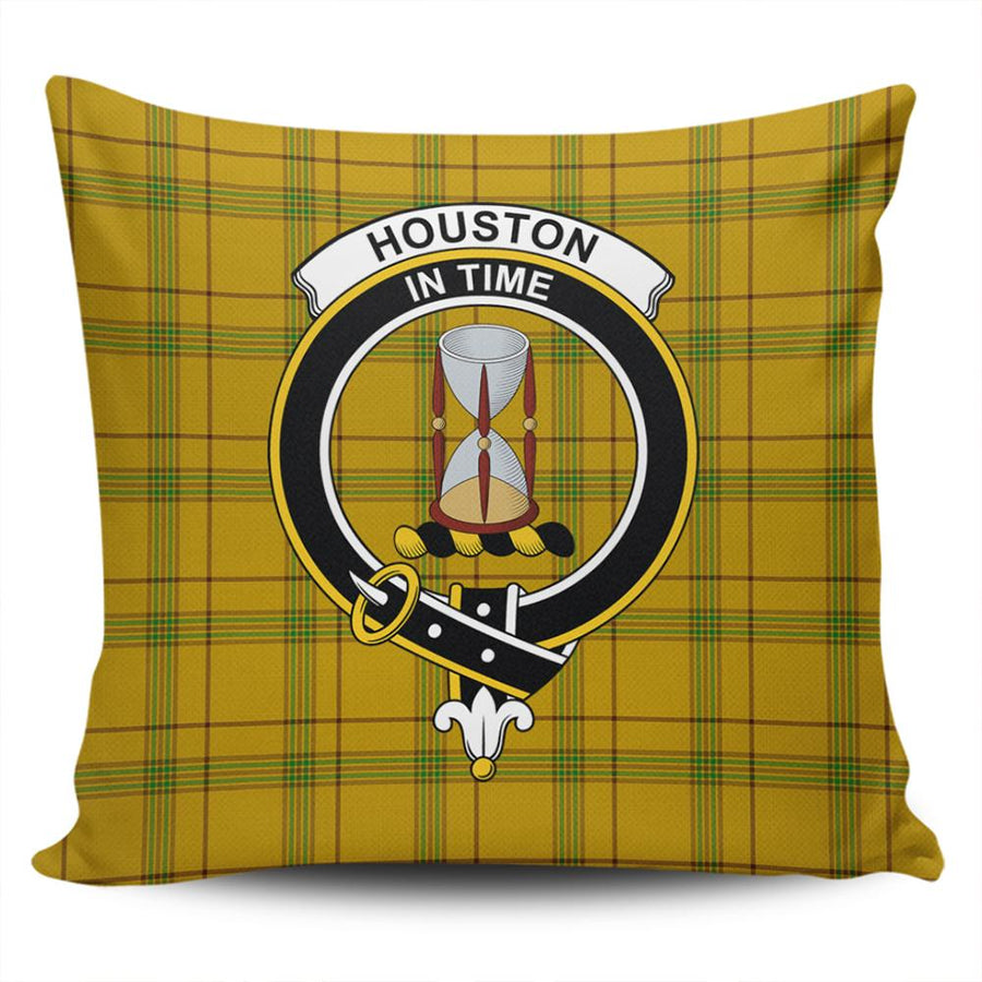 Clan Houston Tartan Crest Pillow Cover