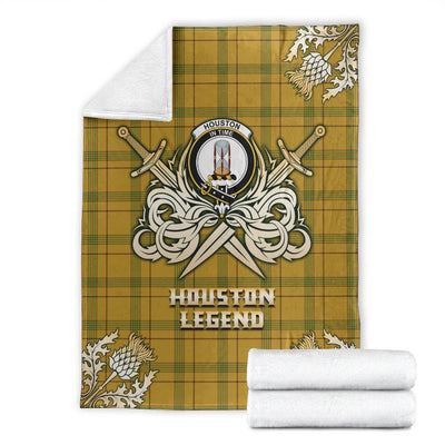 Clan Houston Tartan Gold Courage Symbol Blanket