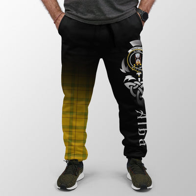 Clan Houston Tartan Crest Jogger Sweatpants Alba Celtic Style