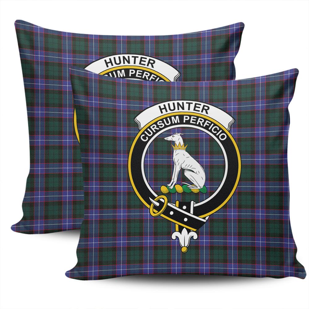 Clan Hunter Modern Tartan Crest Pillow Cover MY85 Clan Hunter Tartan Today   
