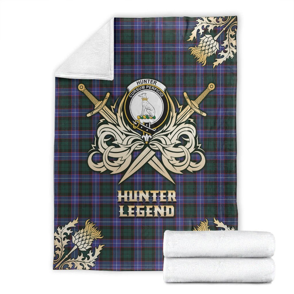 Clan Hunter Modern Tartan Gold Courage Symbol Blanket QE57 Clan Hunter Tartan Today   