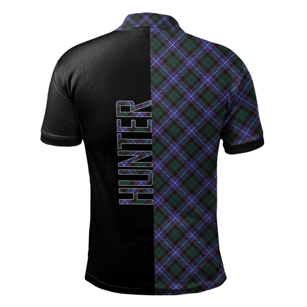 Clan Hunter Modern Tartan Polo Shirt Half of Me - Cross Style TS64 Hunter Modern Tartan Tartan Polo   