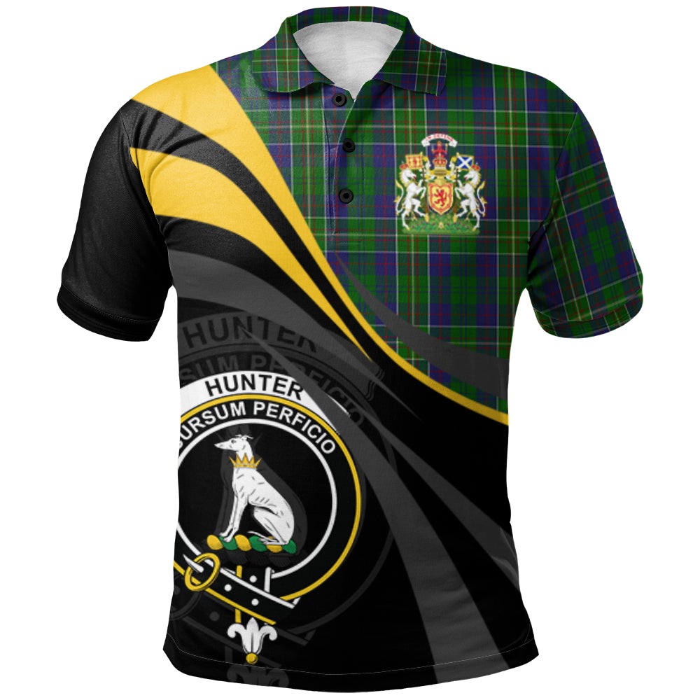 Clan Hunter of Hunterston Tartan Polo Shirt - Royal Coat Of Arms Style LV57 Hunter of Hunterston Tartan Tartan Polo   