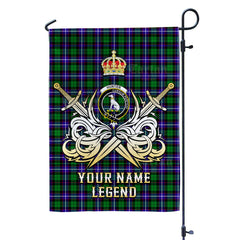 Custom Name Clan Hunter Tartan Garden Flag with Clan Crest and the Golden Sword of Courageous Legacy UJ70