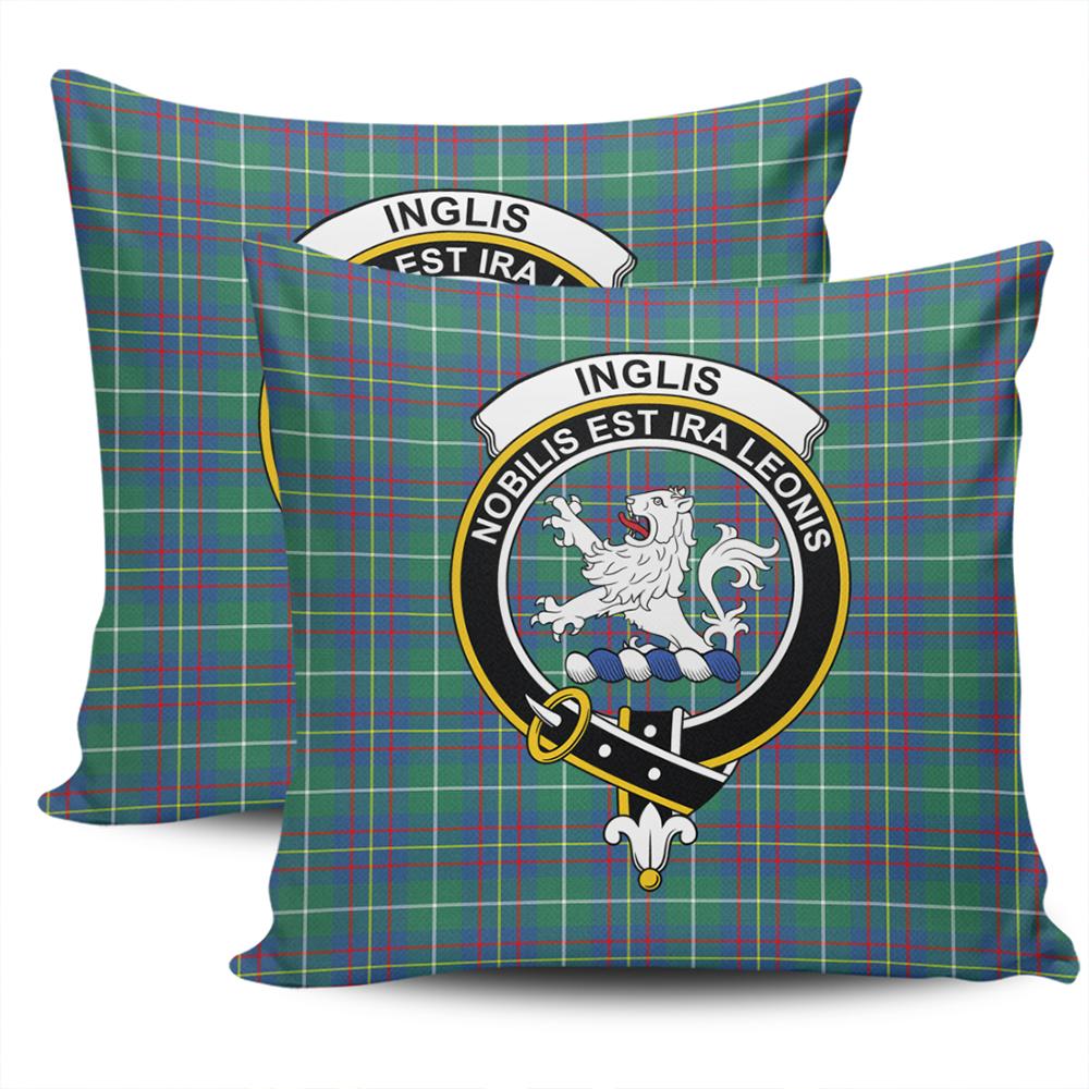 Clan Inglis Ancient Tartan Crest Pillow Cover CT60 Clan Inglis Tartan Today   