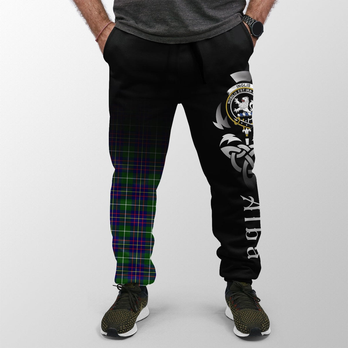 Clan Inglis Modern Tartan Crest Jogger Sweatpants  Alba Celtic Style IL35 Clan Inglis Tartan Today   