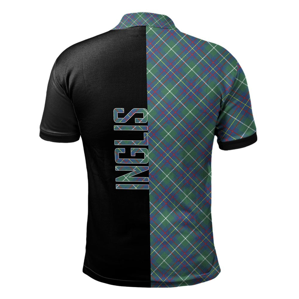 Clan Inglis Ancient Tartan Polo Shirt Half of Me - Cross Style PA43 Inglis Ancient Tartan Tartan Polo   