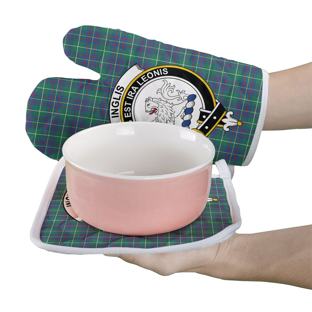 Clan Inglis Ancient Tartan Crest Oven Mitt And Pot Holder (2 Oven Mitts + 1 Pot Holder) ZF14 Clan Inglis Tartan Today   