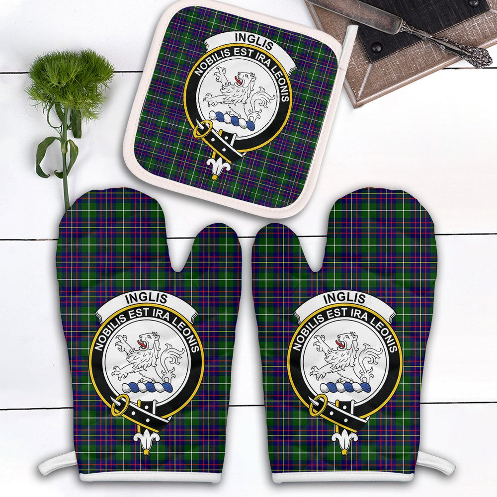 Clan Inglis Modern Tartan Crest Oven Mitt And Pot Holder (2 Oven Mitts + 1 Pot Holder) NE84 Clan Inglis Tartan Today   