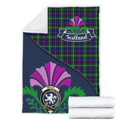 Clan Inglis Tartan Crest Premium Blanket Thistle Style SP63 Clan Inglis Tartan Today   