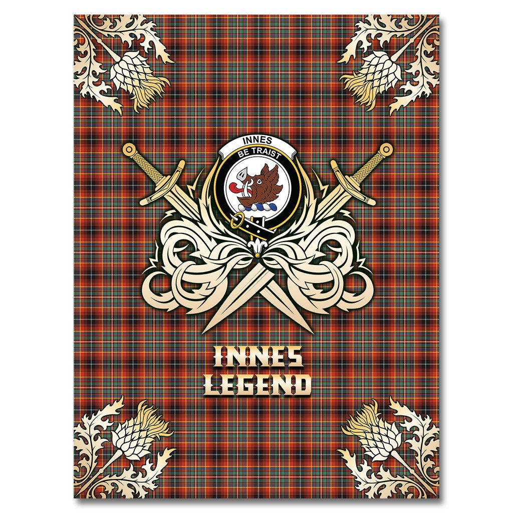 Clan Innes Ancient Tartan Gold Courage Symbol Blanket UR42 Clan Innes Tartan Today   