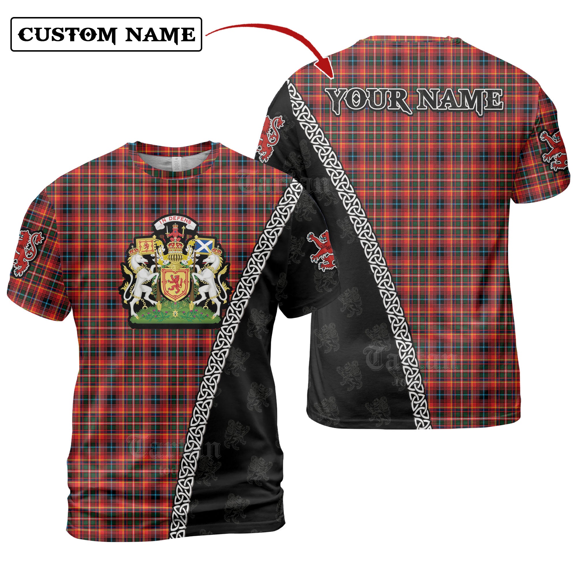 Innes Modern Tartan Shirt with Scotland Coat of Arms & Custom Name CB10