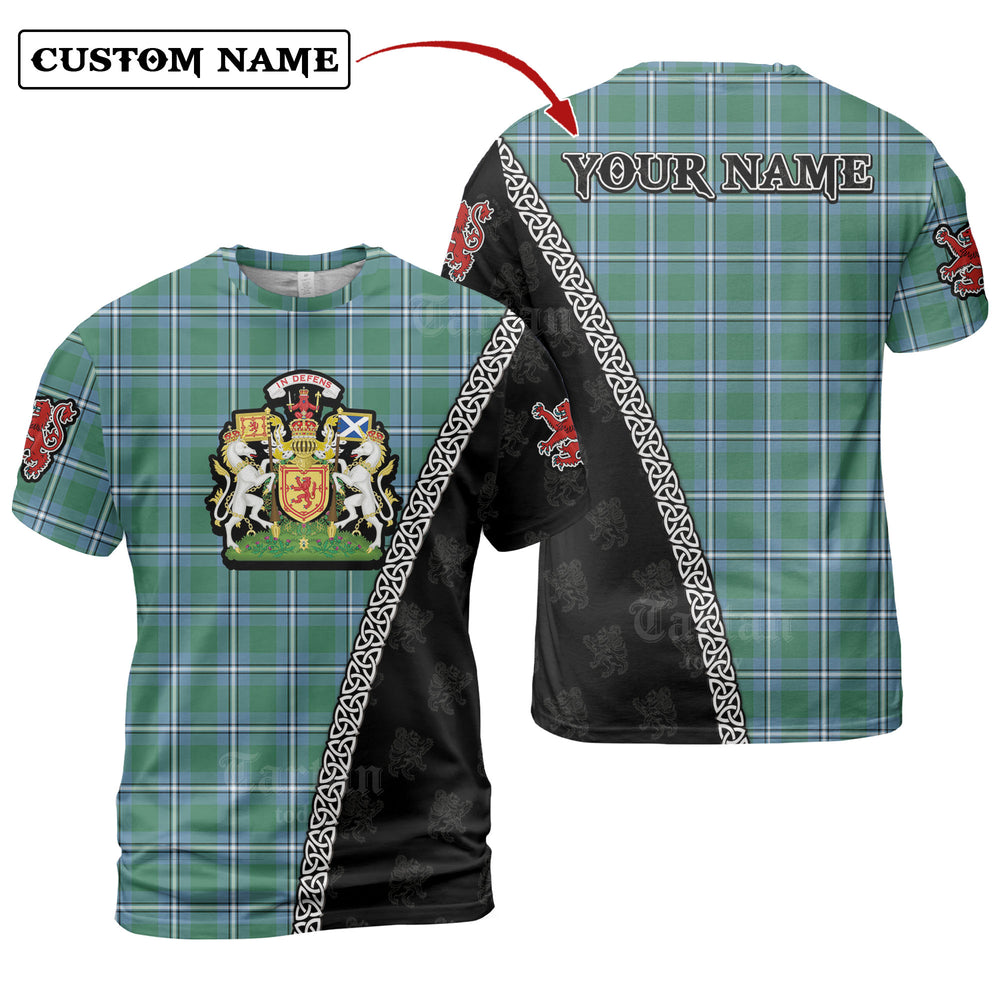 Irvine Tartan Shirt with Scotland Coat of Arms & Custom Name OF78