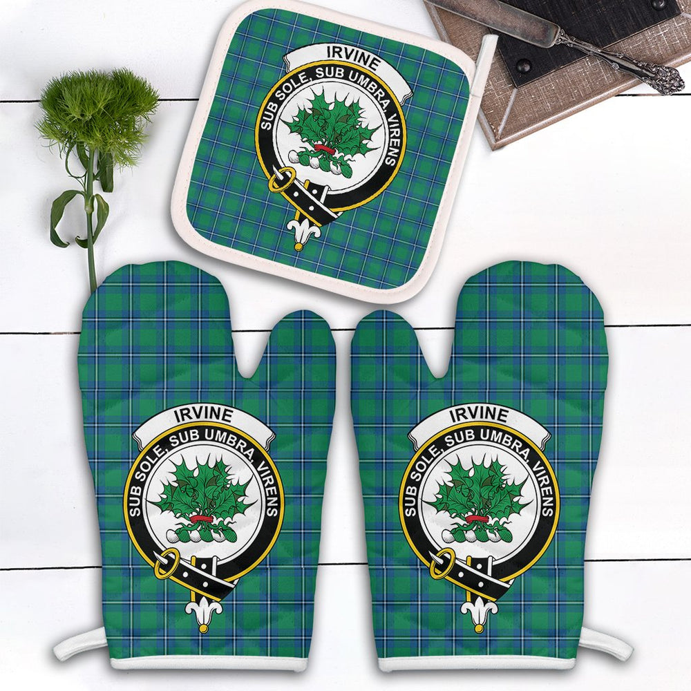 Clan Irvine Ancient Tartan Crest Oven Mitt And Pot Holder (2 Oven Mitts + 1 Pot Holder) OB79 Clan Irvine Tartan Today   
