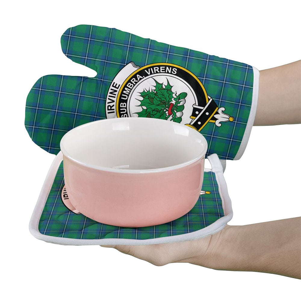 Clan Irvine Ancient Tartan Crest Oven Mitt And Pot Holder (2 Oven Mitts + 1 Pot Holder) OB79 Clan Irvine Tartan Today   
