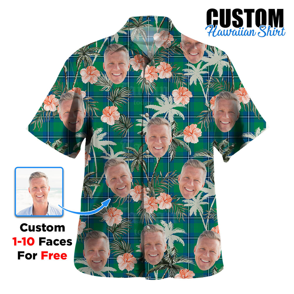 Clan Irvine Ancient Tartan Custom Face Hawaiian Shirt – Unisex Gift for Family Members, Summer Party YM56 Irvine Ancient Tartan Tartan Hawaii Shirt