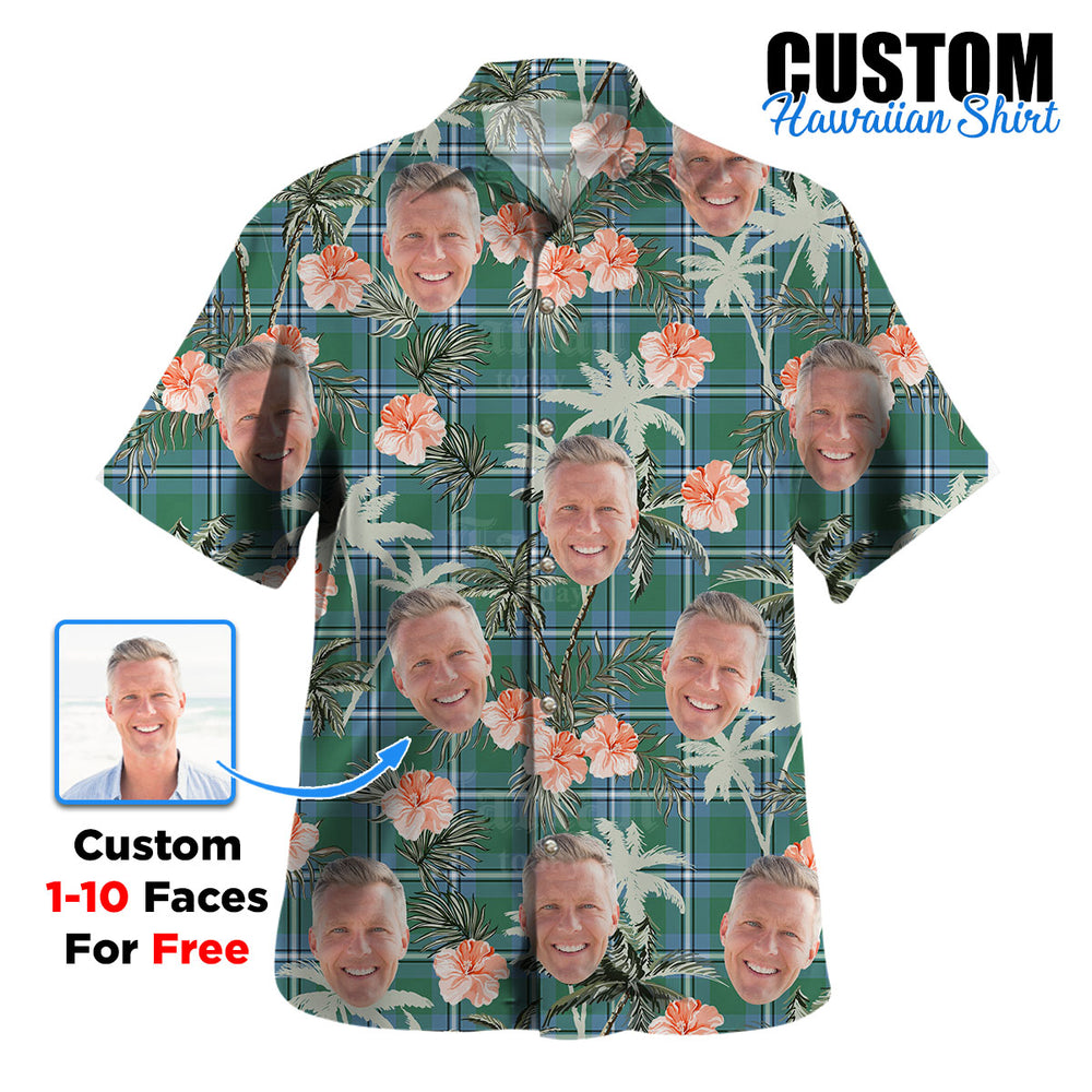 Clan Irvine Tartan Custom Face Hawaiian Shirt – Unisex Gift for Family Members, Summer Party VR94 Irvine Tartan Tartan Hawaii Shirt