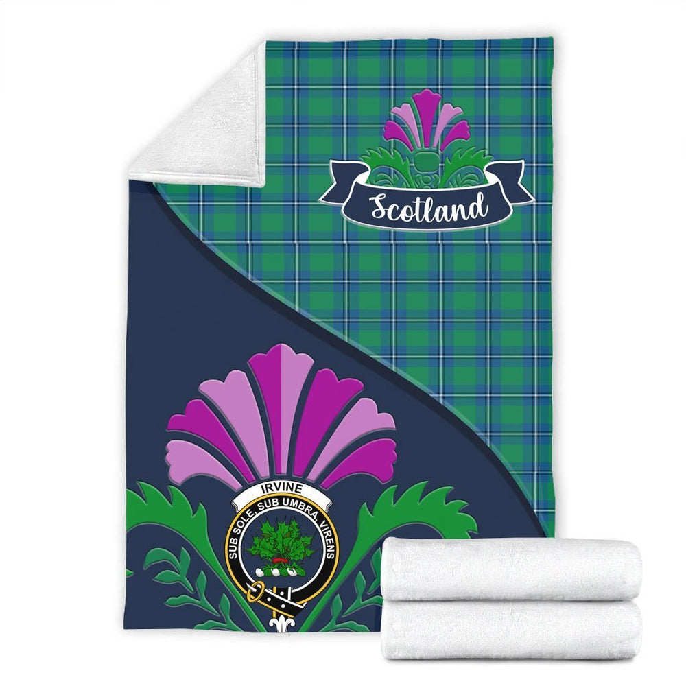 Clan Irvine Tartan Crest Premium Blanket Thistle Style UW10 Clan Irvine Tartan Today   
